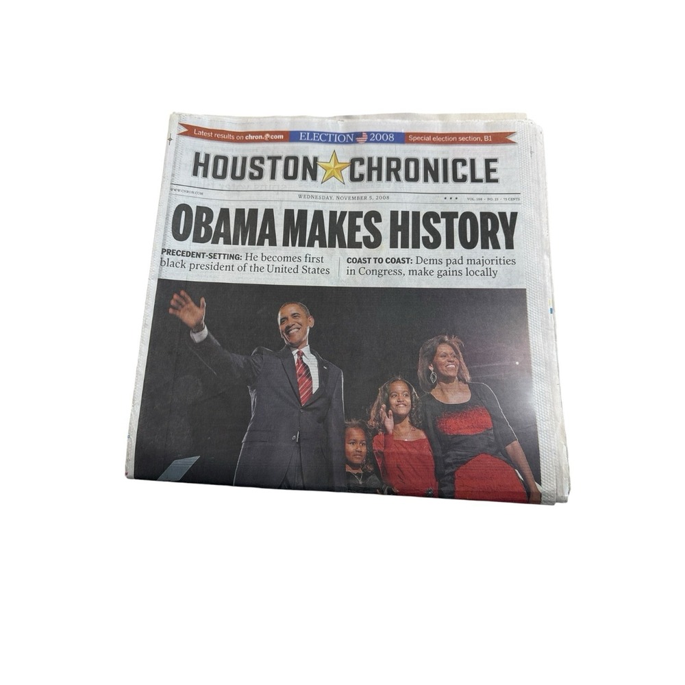 Nov 5 2008 Houston Chronicle Obama Makes History Election Newspaper‎